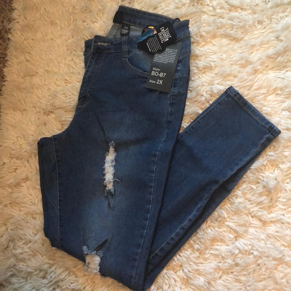 Booty lifter distressed jeans